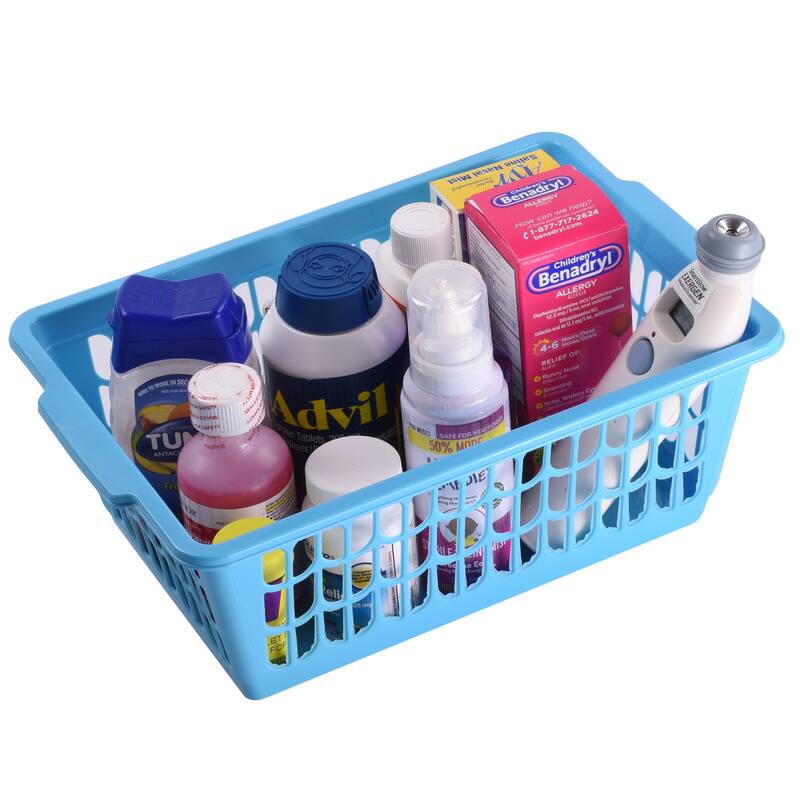 Small Plastic Storage Basket for Organizing Kitchen Pantry, Pack of 3