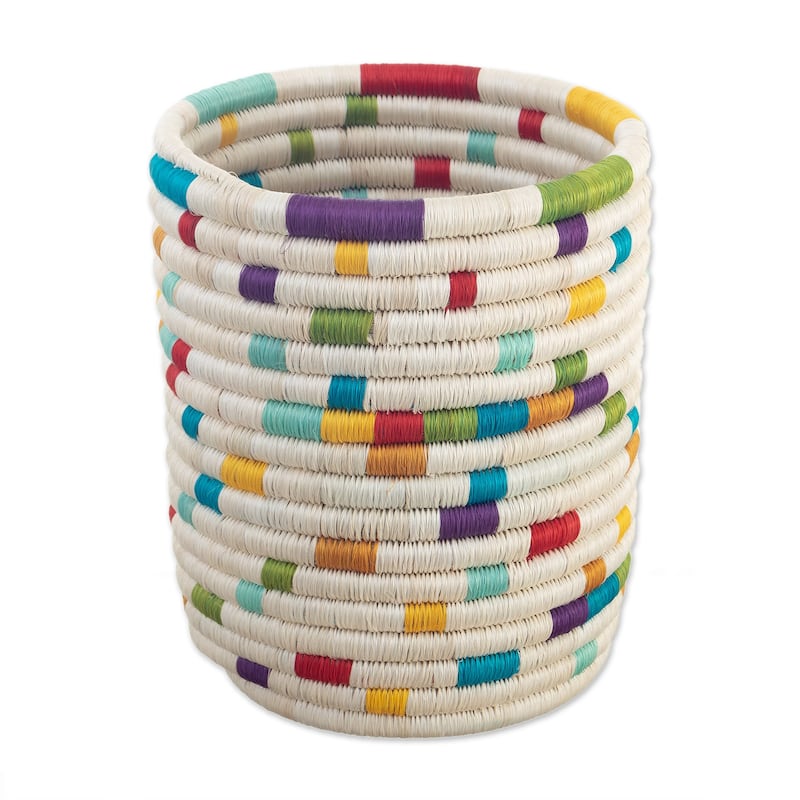 Novica Handmade Rainbow Festival Natural Fiber Decorative Vase
