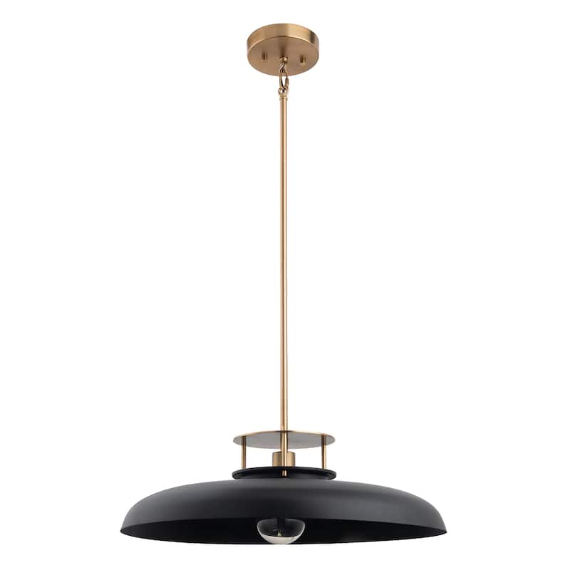 20" Modern Gold and Black 1-Light Dimmable Pendant Light