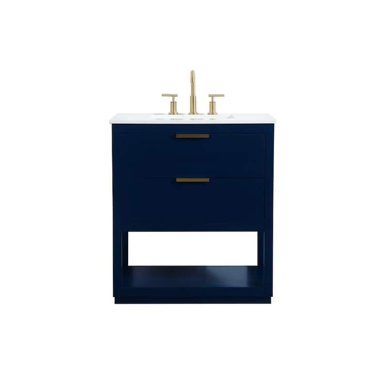Elegant Lighting VF19230 Larkin 30" Free Standing Single Basin Vanity - Blue - Painted