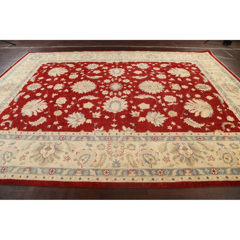 Vegetable Dye Floral Ziegler Oriental Wool Area Rug Handmade Carpet - 10'1" x 13'8"