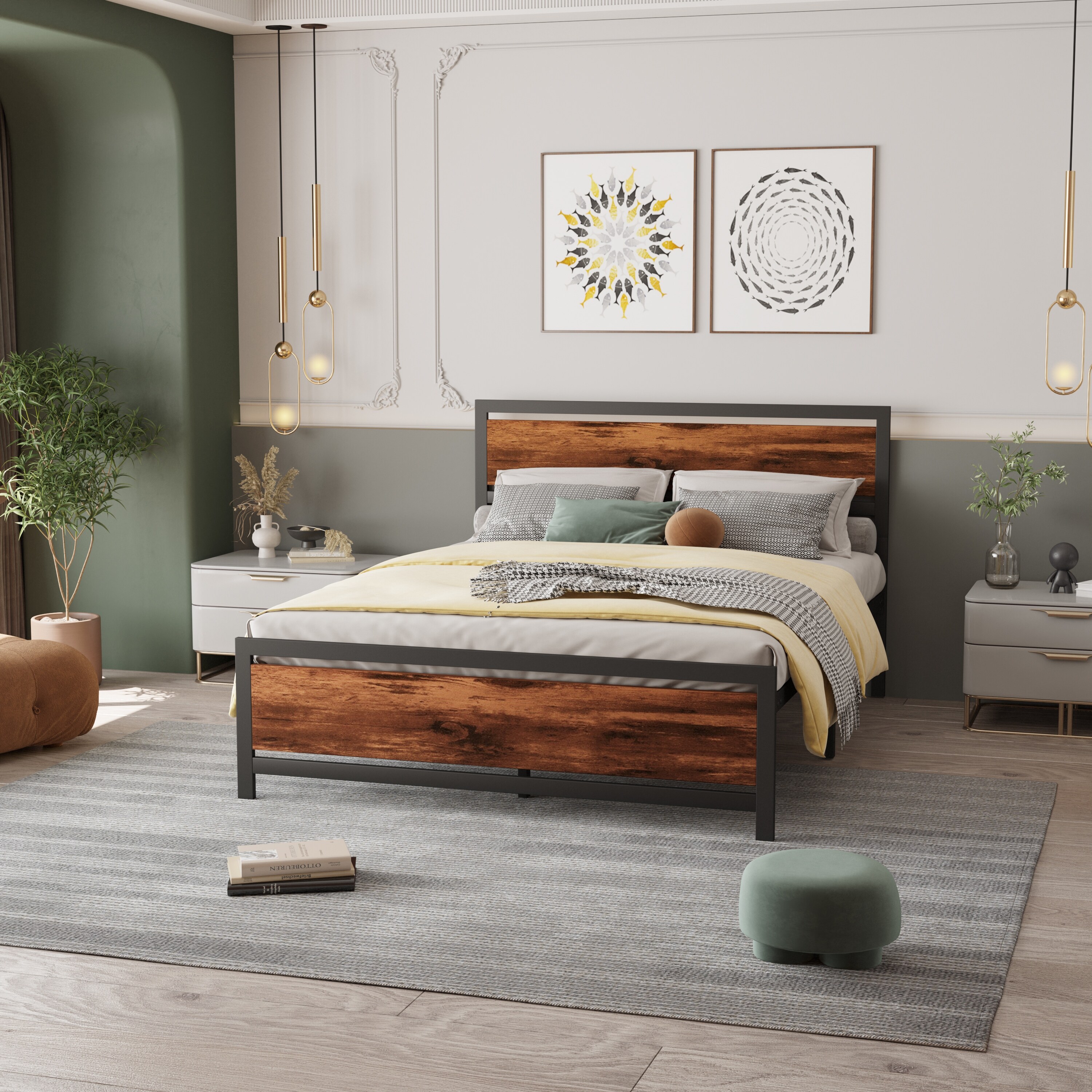 Metal and Wood Bed Frame