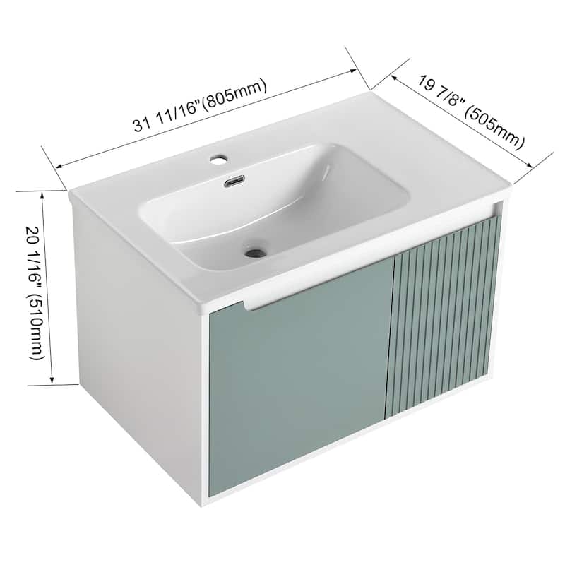 Topcraft Wall-Mounted Bathroom Vanity With Sink
