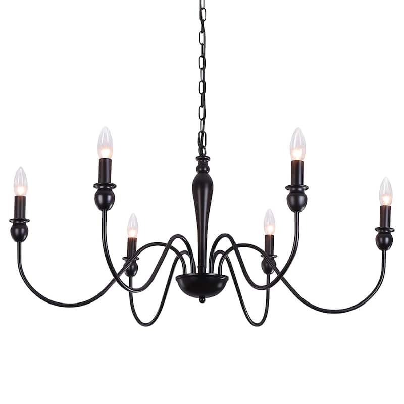 6-Light W36.2" x H74.8" Dimmable Chandelier Light for Kitchen Island Bedroom
