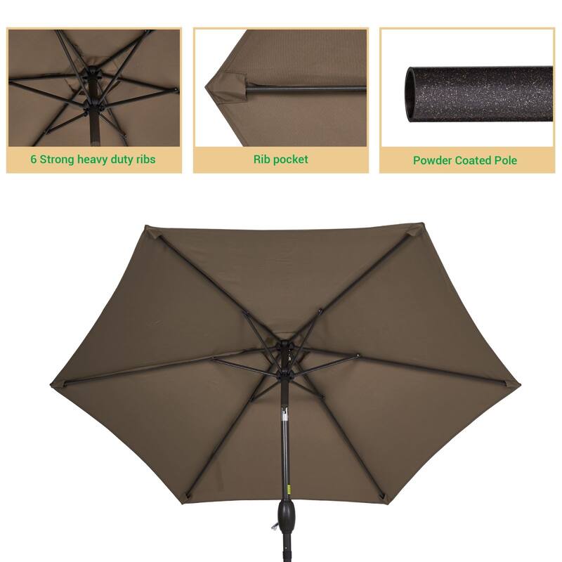 LIVOOSUN 7.5ft Steel Patio Market Umbrella Tilt System