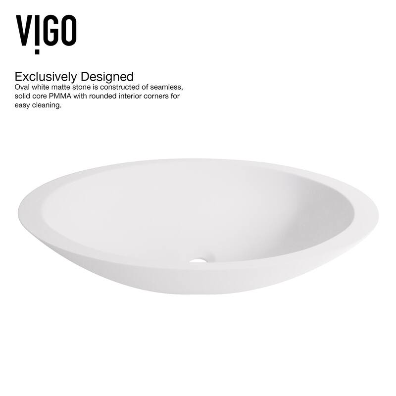 Vigo VGT2051 Wisteria 23" Oval Stone Composite Vessel Bathroom Sink