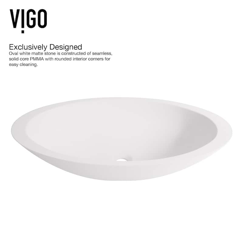 Vigo Wisteria 23-1/8" Matte Stone� Vessel Bathroom Sink with Norfolk