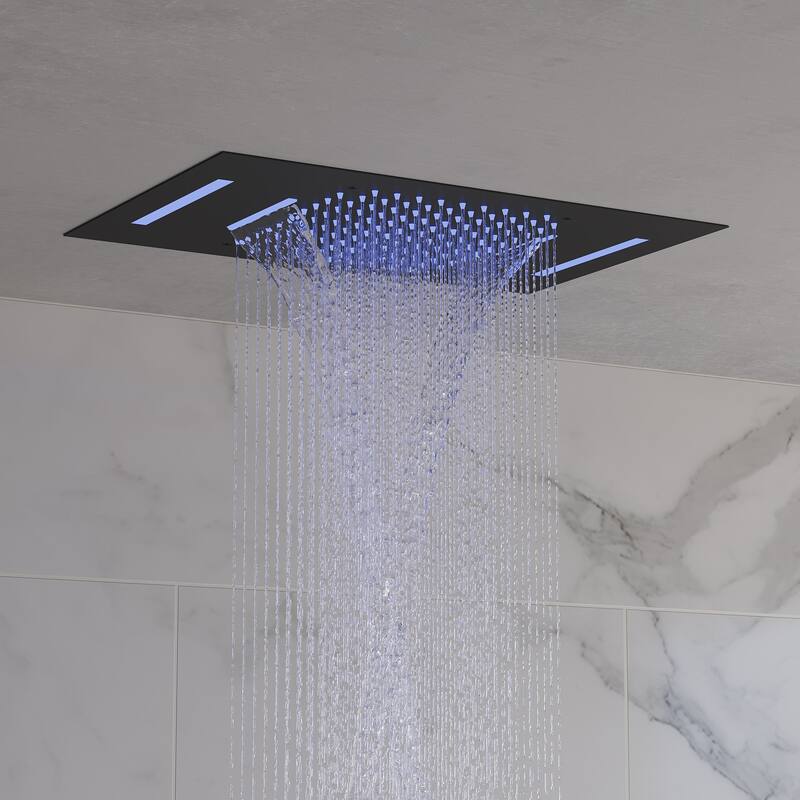 Multi-Function Thermostatic Shower System – Rainfall, Waterfall, Body Jets & LED Smart Control - 15*23