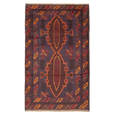 ECARPETGALLERY Hand-knotted Baluch Dark Navy Wool Rug - 3'10 x 6'1