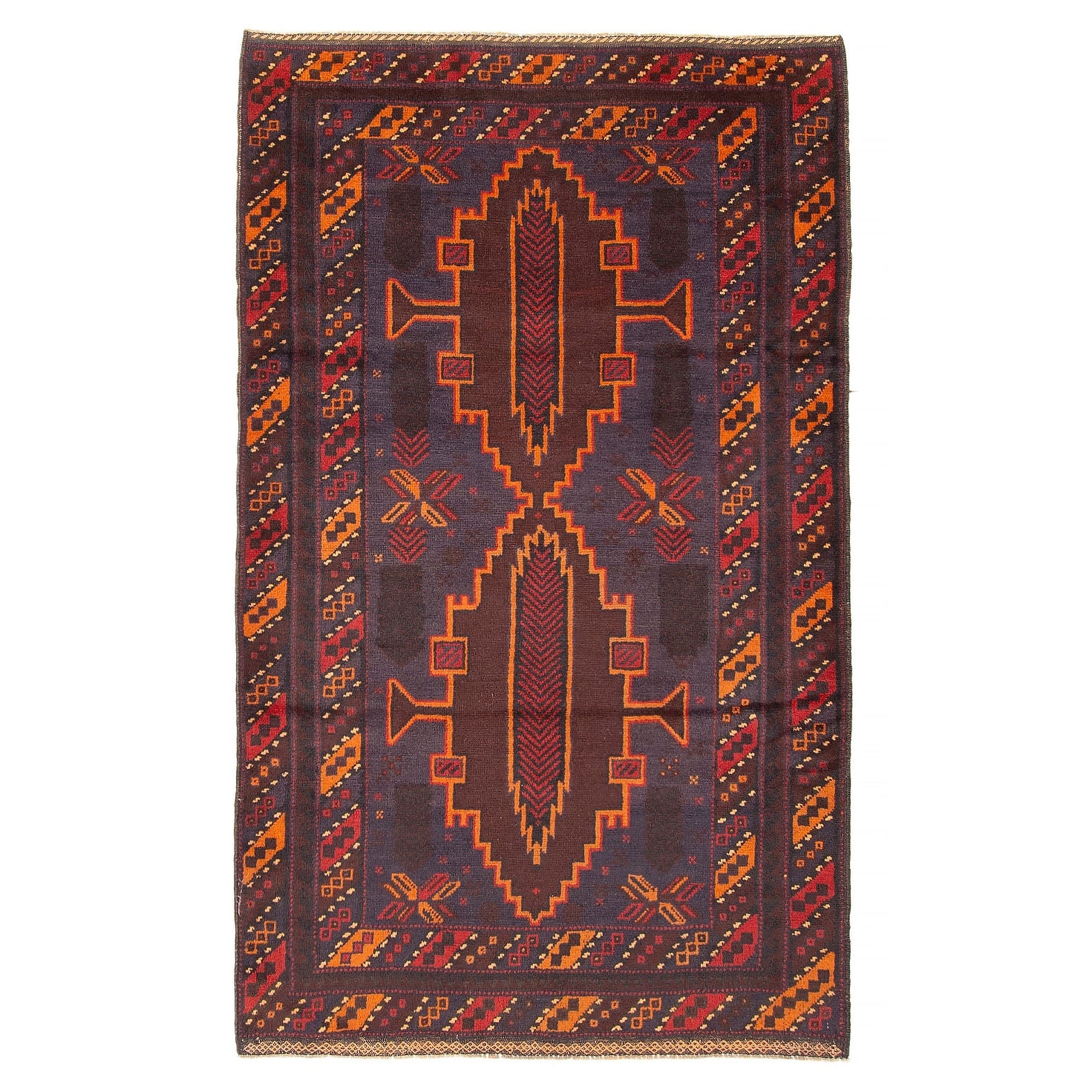 ECARPETGALLERY Hand-knotted Baluch Dark Navy Wool Rug - 3'10 x 6'1