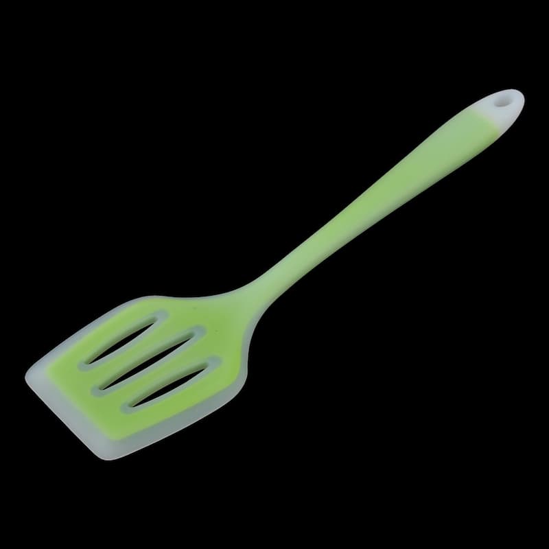 Silicone Slotted Design Heat Resistant Egg Pancake Turner Spatula Green Clear