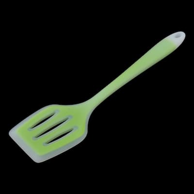 Silicone Slotted Design Heat Resistant Egg Pancake Turner Spatula Green Clear