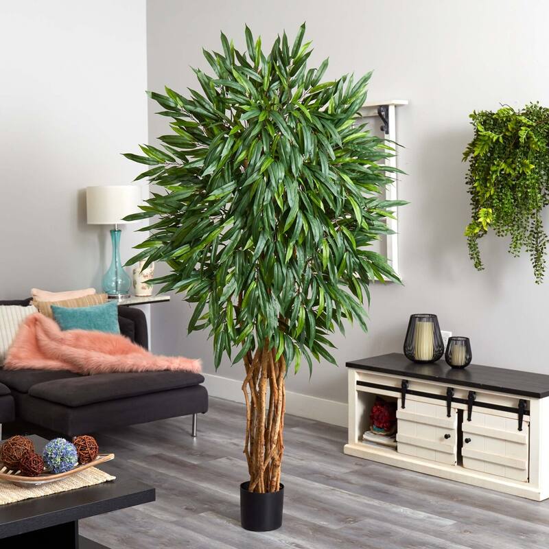 Weeping Silk Tree 6Ft - Indoor Artificial Tree, 72" Tall, Lush Greenery, No Maintenance, Home Decor - 6ft.