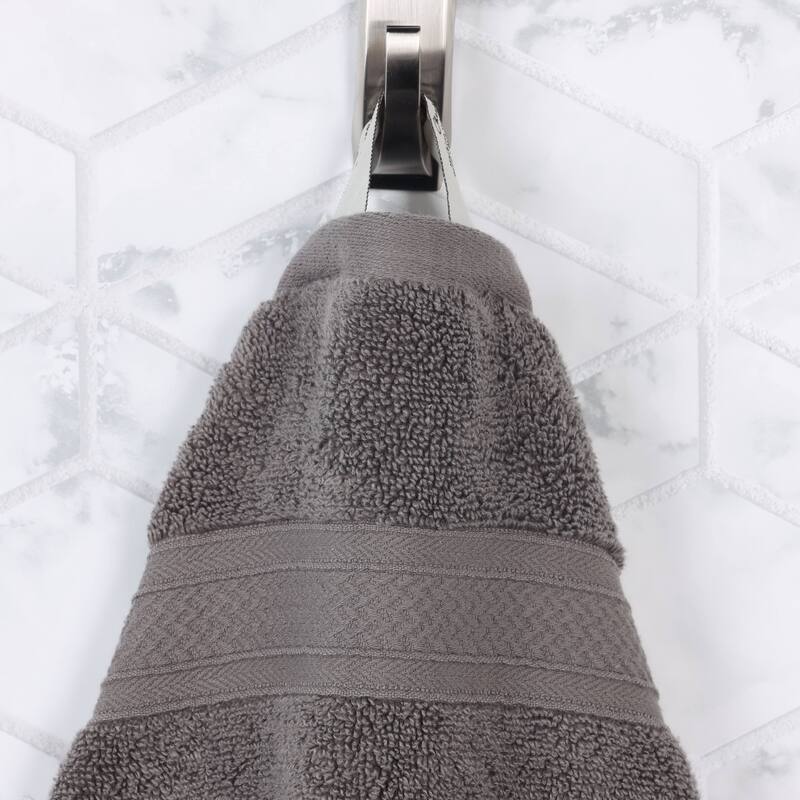 Superior Chevron Zero Twist Solid and Jacquard Cotton Hand Towel Set of 6