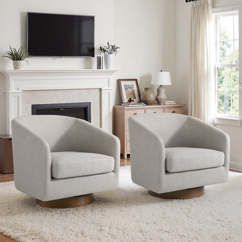 Faux Leather Wide Seat Swivel Barrel Chair