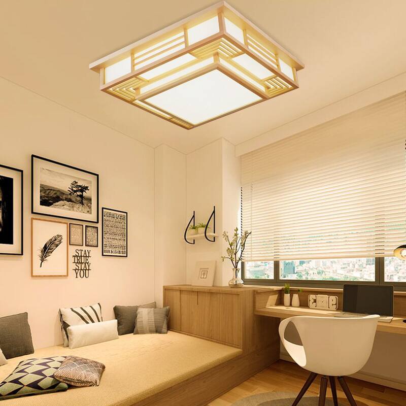 Japanese Style Wood LED Ceiling Lamps Dimmable Light with Remote - 17. ...