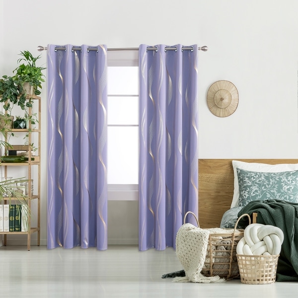 Deconovo Gold Wave 52 Width Curtain (2 Panel) - On Sale - Bed Bath