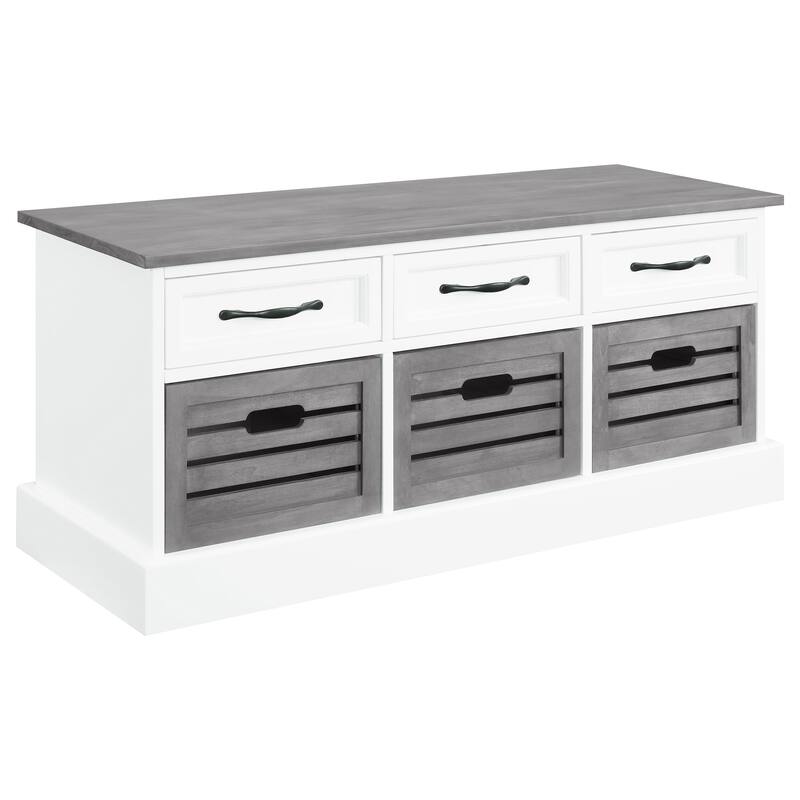 Alma Traditional 3-drawer Storage Bench White - Weathered Grey