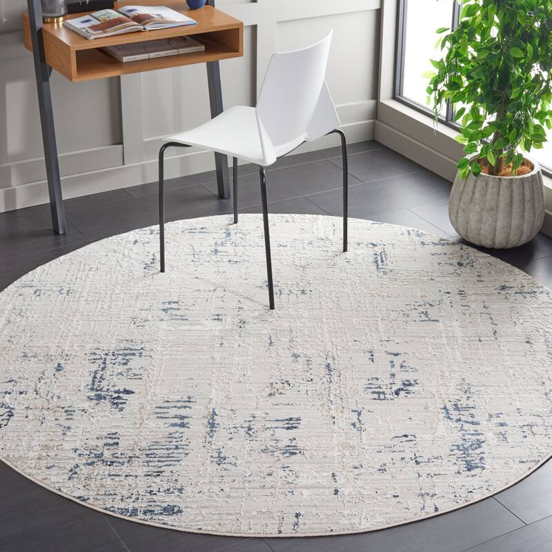 SAFAVIEH Parker Denise Glam Abstract Rug - 6'7" Round - Taupe/Grey Blue