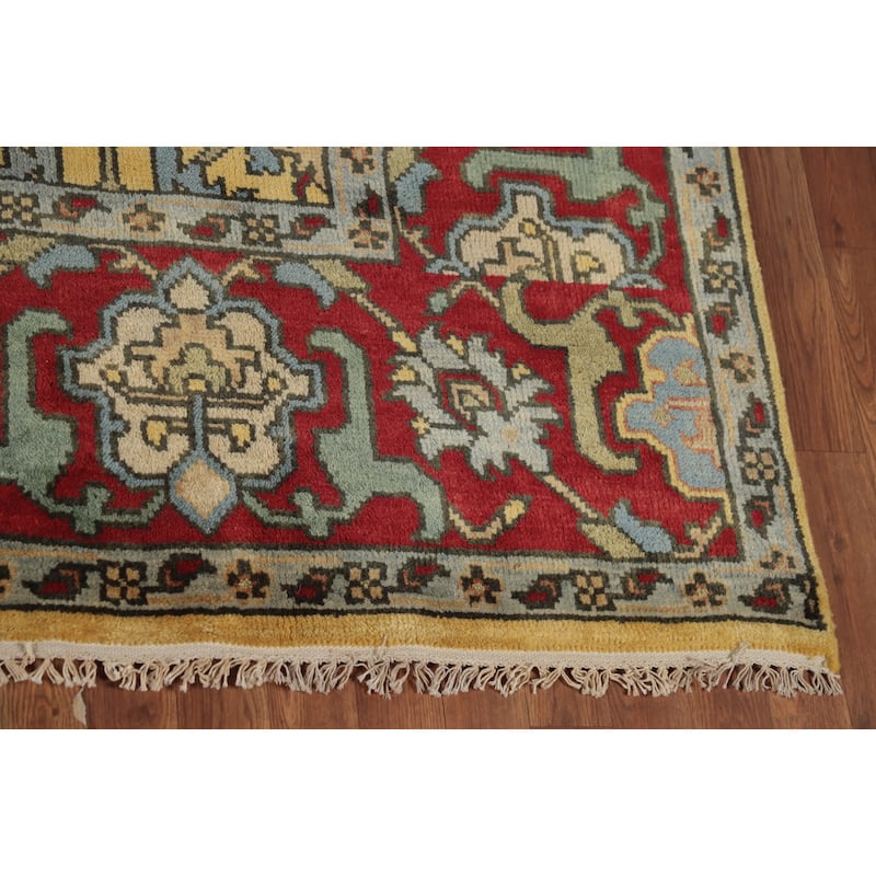 Yellow Heriz Serapi Indian Area Rug Handmade Wool Carpet - 7'11" x 9'9"