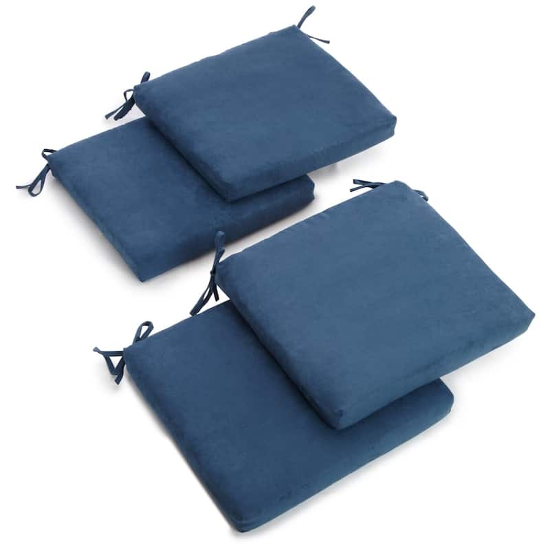 20-inch by 19-inch Microsuede Chair Cushion with Ties (Set of 1, 2, or 4) - Set of 4 - Indigo
