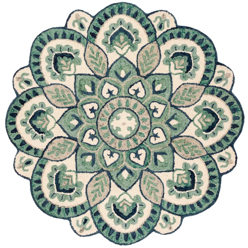 SAFAVIEH Handmade Novelty Urtza Ornate Flower Wool Rug