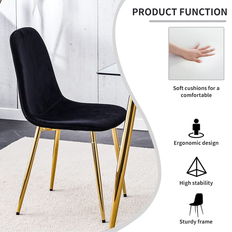 Modern Mid-Century Upholstered Accent Dining Side Chairs with Metal Legs
