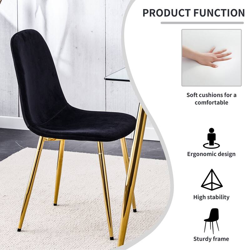 Velvet Dining Chair Side Chair Reception Chair Office Chair Black Armless Chair Kitchen Chair with Metal Legs