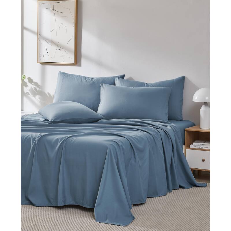 Vilano Series Extra Deep Pocket 6-piece Bed Sheet Set - Coronet Blue - Queen