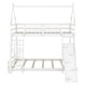 preview thumbnail 9 of 10, Twin over Queen House Bunk Bed with Climbing Nets and Climbing Ramp, White