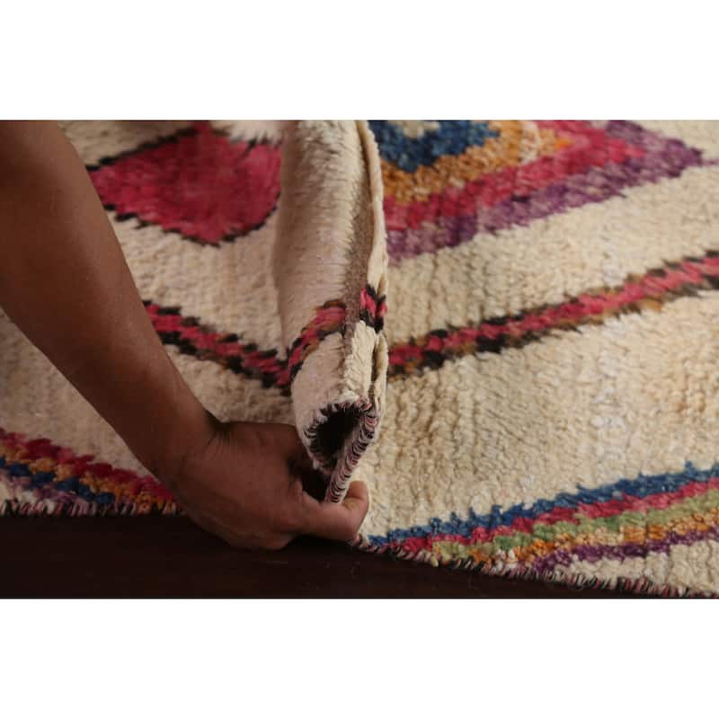 Tribal Geometric Moroccan Oriental Wool Area Rug Hand-knotted Carpet - 5'10" x 9'11"