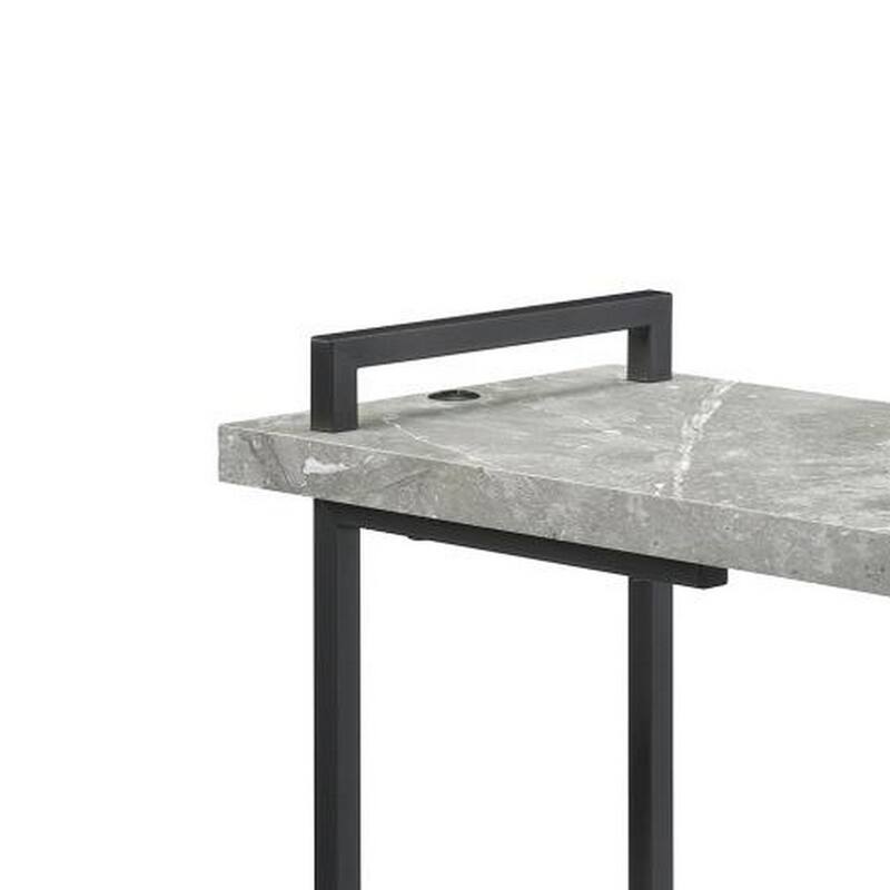 Side Table with Plugin and Cantilever Base, Gray