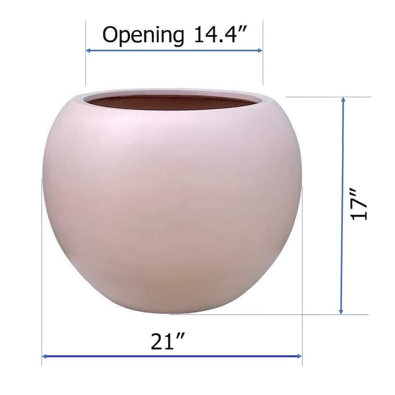 DreamPatio Riverside Fiberstone Modern Sphere Planter for Indoor/Outdoor - 21x21x17 - TerracottaPink