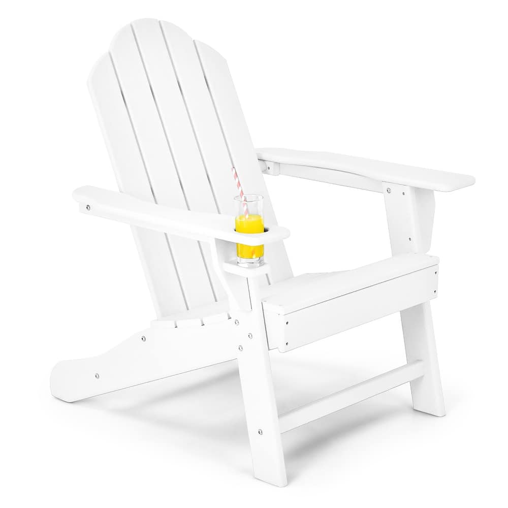 Costway Patio Adirondack Chair Weather Resistant Garden Deck W/Cup