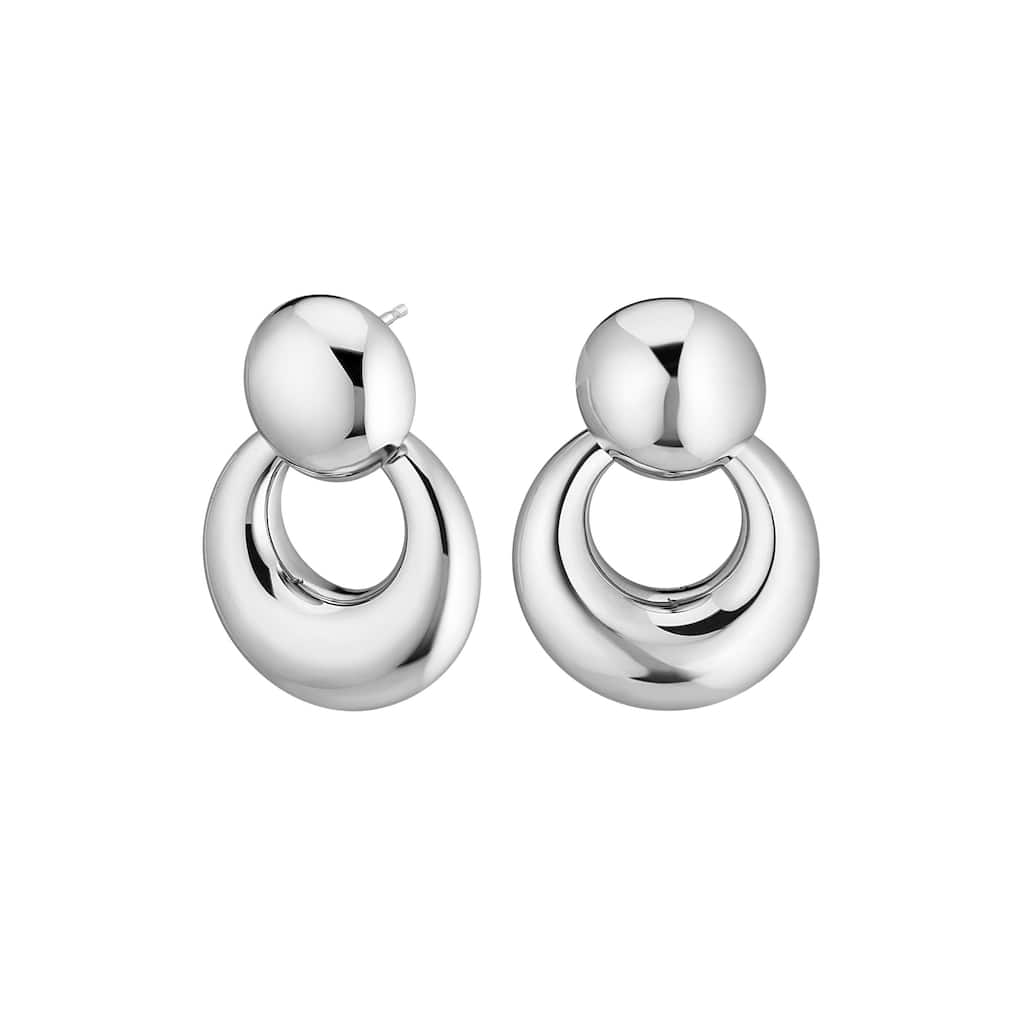 Au Naturale Sterling Silver Rhodium Plated Doorknocker Drop Earrings