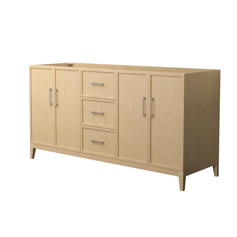 Elan 66-inch Double Vanity Cabinet - White Oak, Nickel Trim, No Top