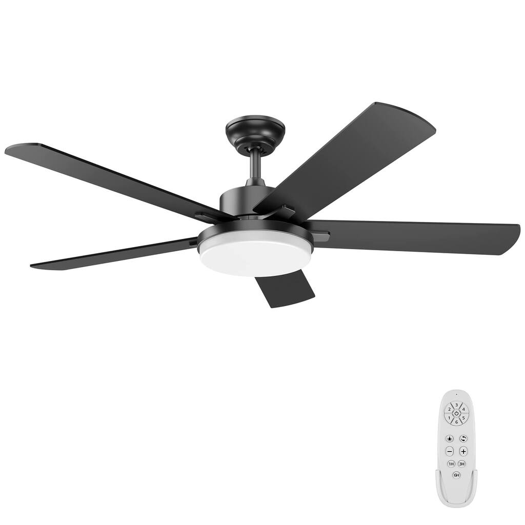 Ceiling Fans with Lights, 52 Inch Ceiling Fan with Lights and Remote Control, Modern Black Ceiling Fan with Light