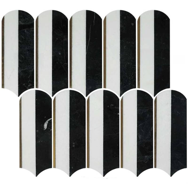 Mad Decade 12x12 Polished Marble Mosaic Tile - Floor, Wall, Backsplash - 4 x 4 Sample - Black