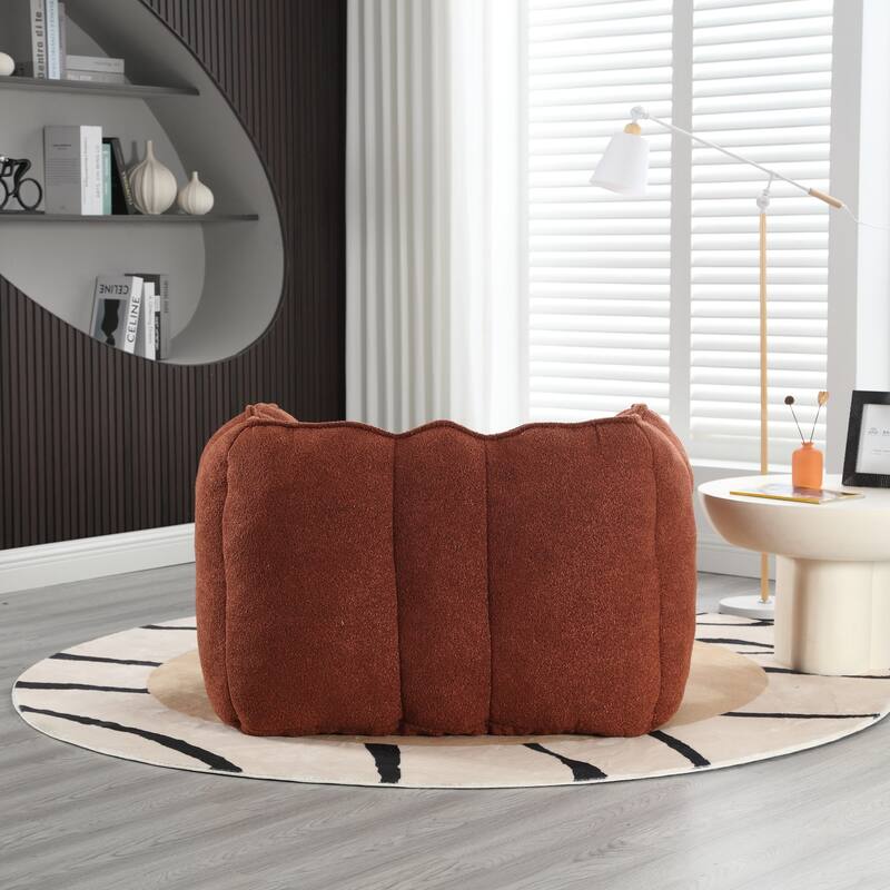 Modern Chenille Bean Bag Chair with Ottoman, Set of 1