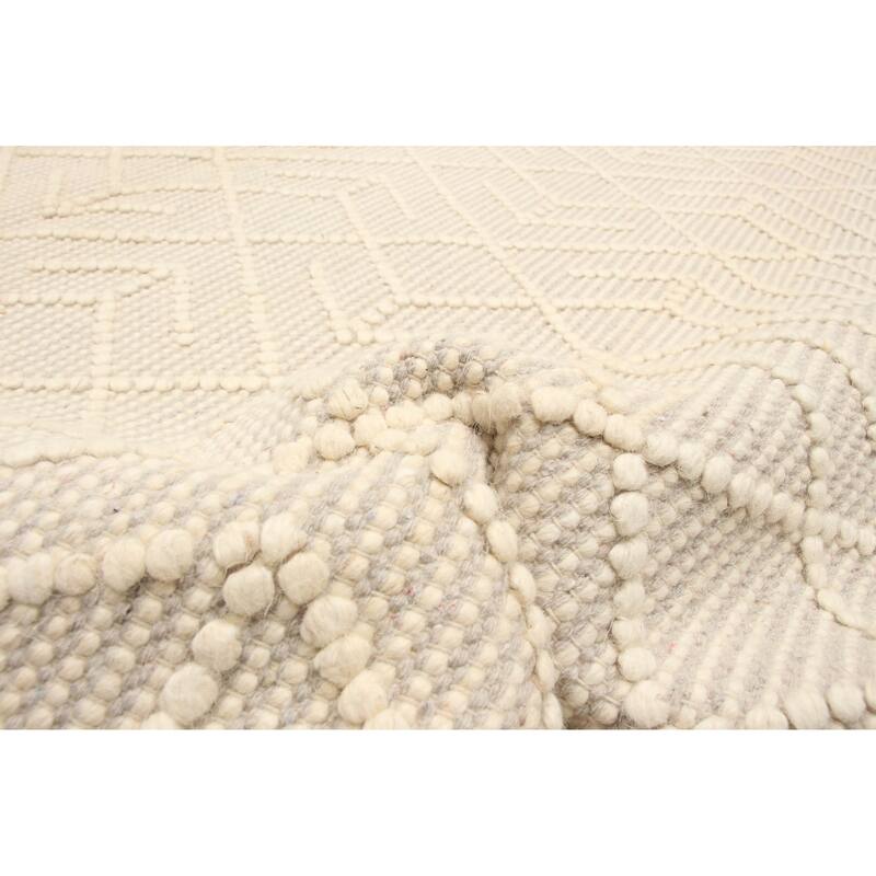 ECARPETGALLERY Braid weave Sienna Cream Wool Rug - 5'2 x 7'9