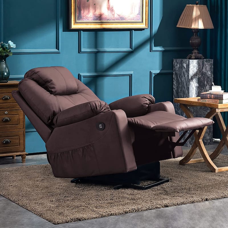 MCombo Electric Power Lift Recliner Chair Sofa with Massage and Heat, 3 Positions, USB Ports, Faux Leather 7040