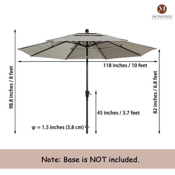 dimension image slide 6 of 7, 10ft Patio Market Umbrella with Double Airvent