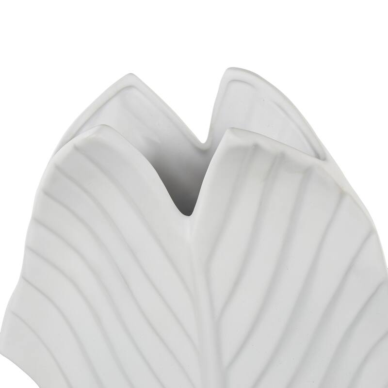 Black or White Ceramic Palm Leaf Decorative Vase