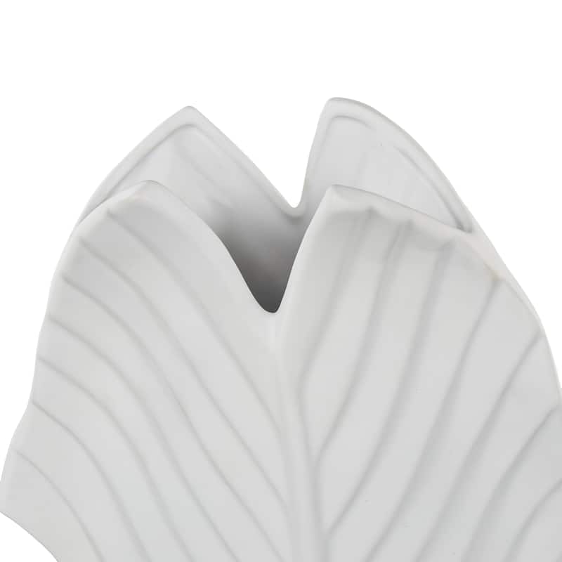 Ceramic Palm Tree Curved Leaf Decorative Vase - Black or White - Roche River Decor