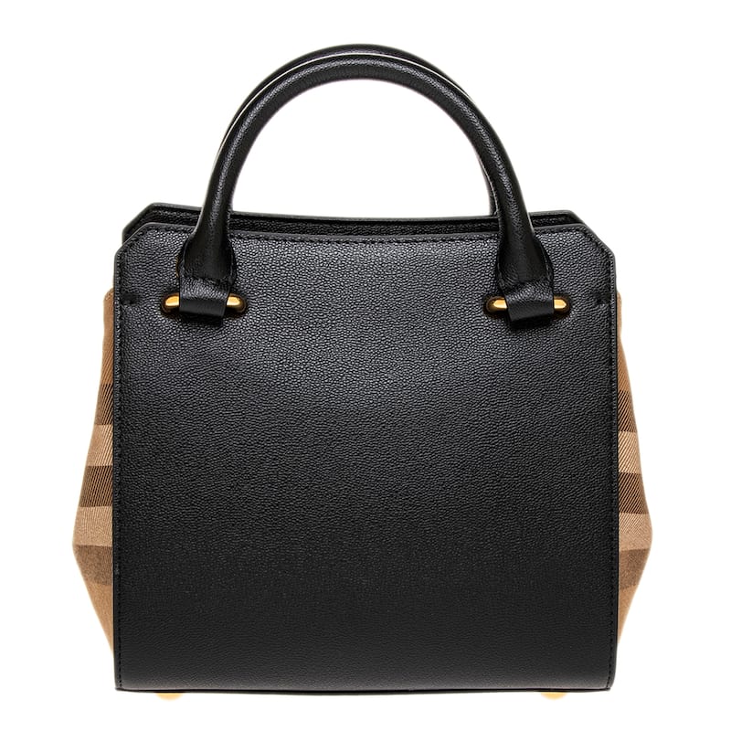 Burberry Mini Banwell House Check and Leather Tote Bag