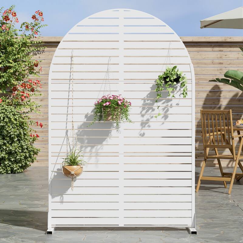 Dovelina 6ft.Outdoor Freestanding Metal Privacy Screen Decorative Garden Fence - 72"x47" - White