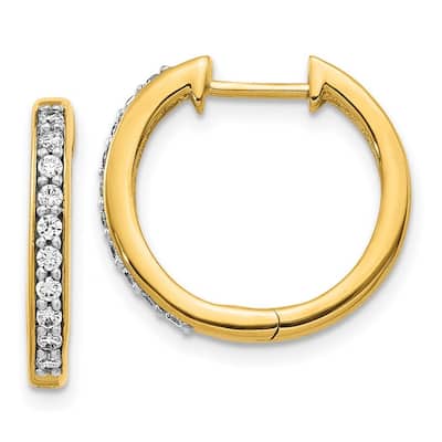 Curata 14k Yellow Gold Diamond Hoop Earrings - 16x17mm Wide 2mm Thick