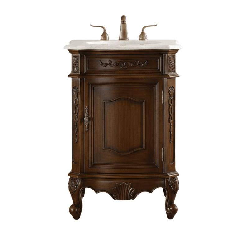 24" Benton Collection Petite Powder Room Debellis Bathroom Sink Vanity Model - Brown - Painted