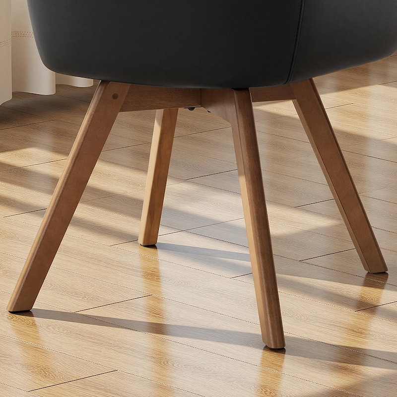 Swivel Upholstered Dining Chair Set of 2 Armchair with Beech Wood Legs - 33.3" H x 23.2" W x 22.4" D