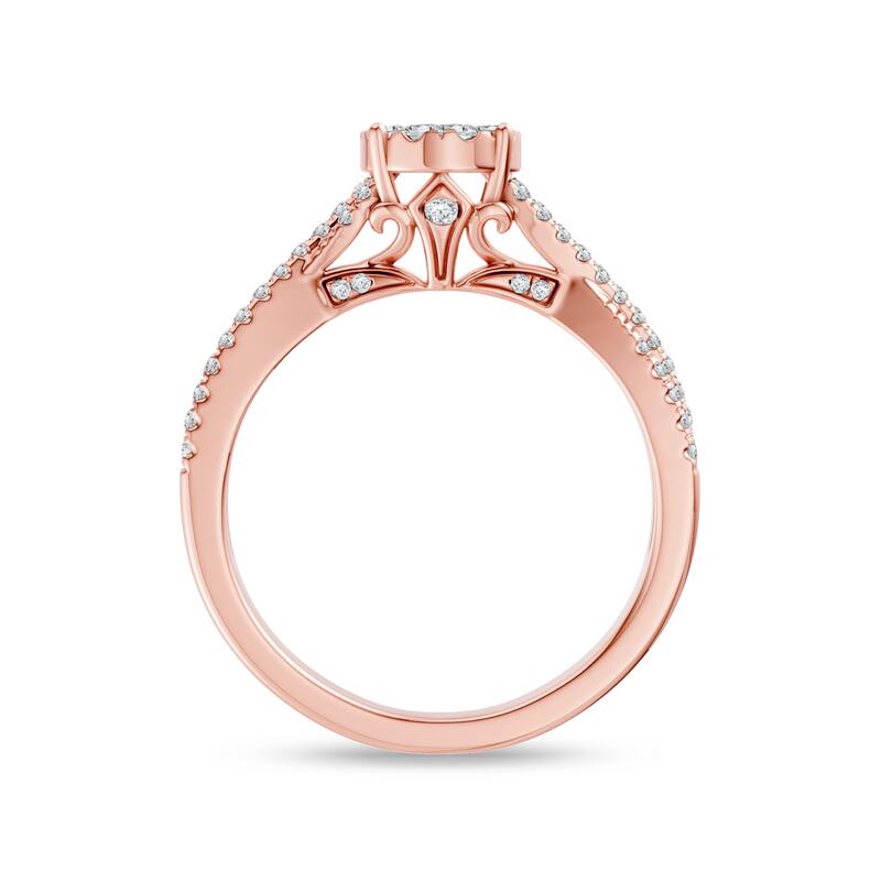 IGI Certified 1/2ct TDW Diamond Cross Over Engagement Ring in 10K Gold for Women